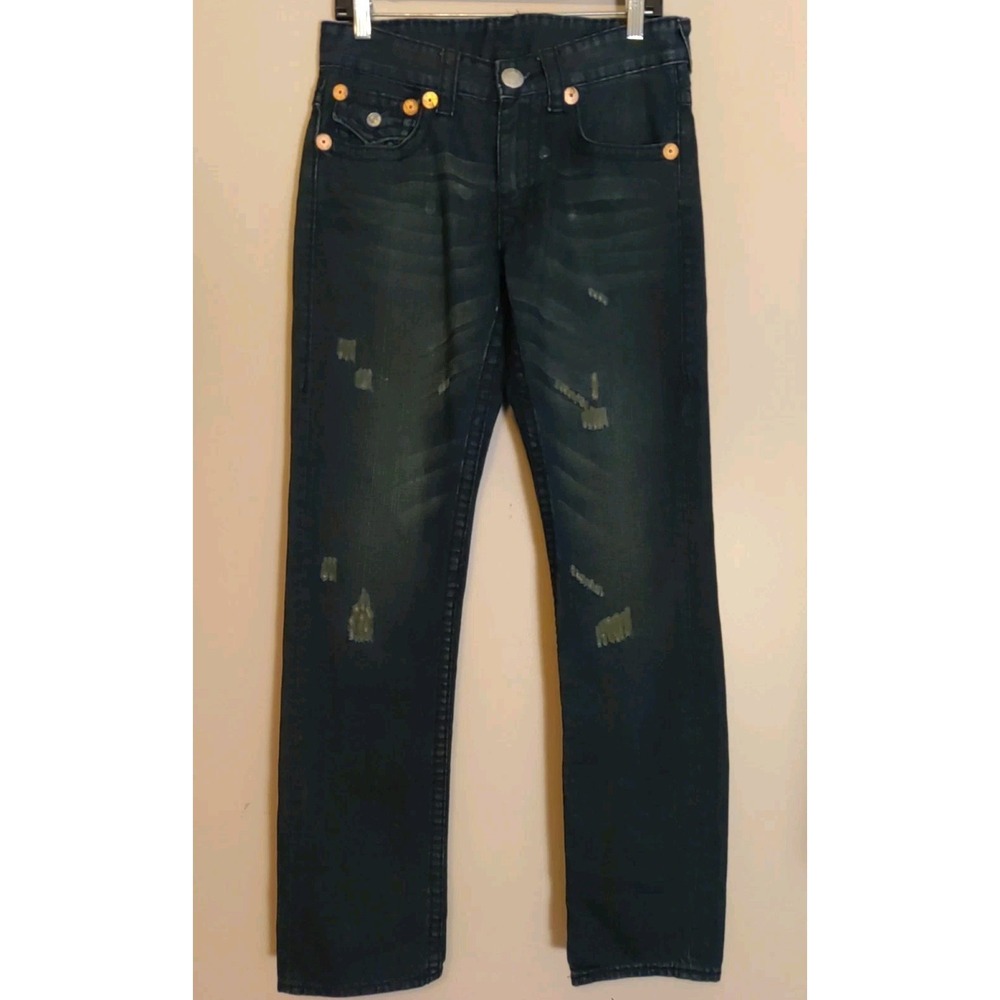 True Religion Women Distress Straight leg‎ Denim Jeans Size 30 Missing Button